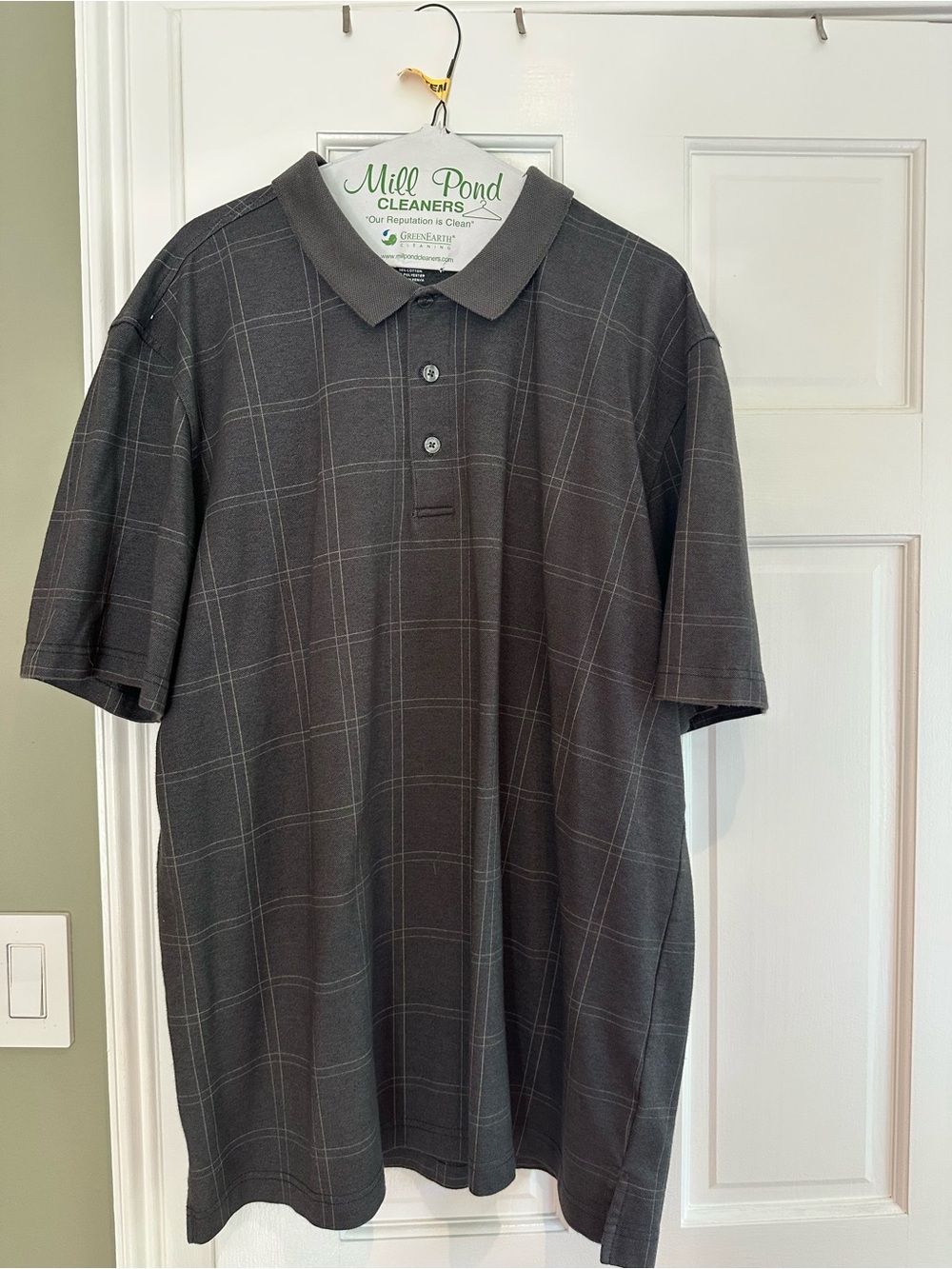 Van Heusen Dark Gray Windowpane Polo